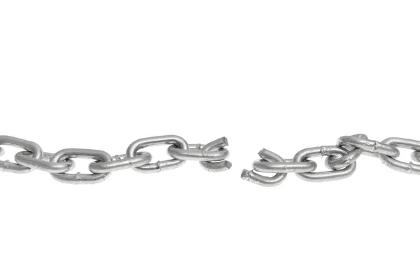 Broken Metal Chain Isolated White — Stock Photo, Image