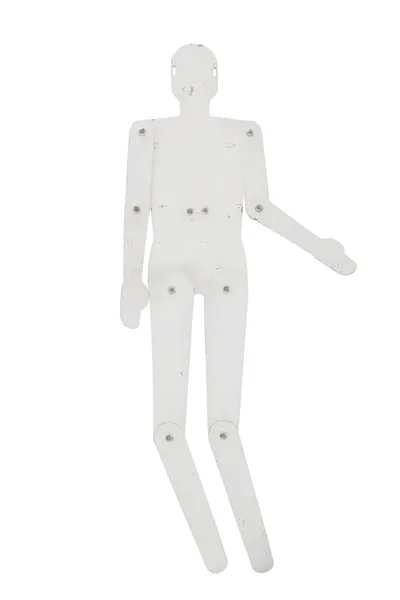 Witte Platte Mannequin Boord Met Rotatie Gewrichten Geïsoleerd Met Clipping — Stockfoto