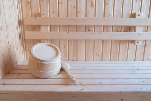 Secchio Sauna Legno Panca — Foto Stock