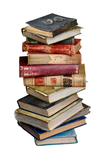 Stack Vecchi Libri Epoca Isolati Sfondo Bianco — Foto Stock