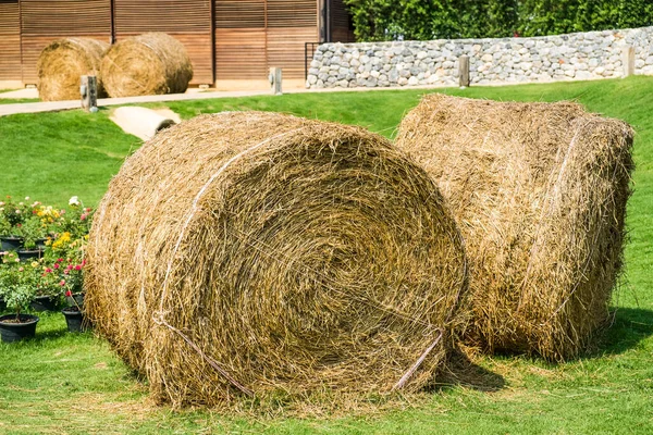 Hooibalen Tuin Als Decoratie Voor Toeristen — Stockfoto