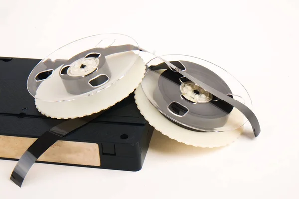 Old Video Cassette Tape Film White Background — Stock Photo, Image