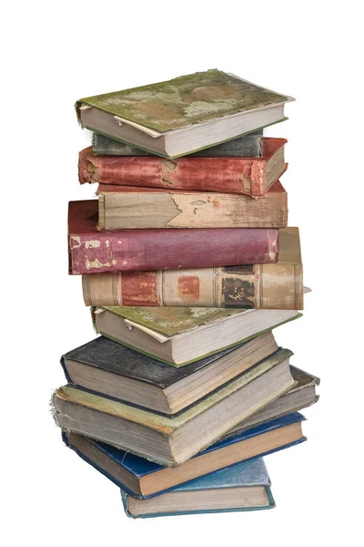 Стек Старих Старовинних Книг Ізольовано Білому Тлі — стокове фото