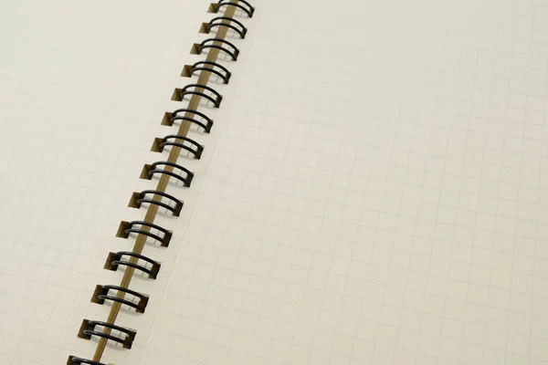 Closeup Coil Binding Notebook Empty Blank Page — Stock Photo, Image