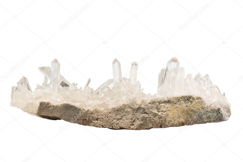 Raw pure quartz isolated on white background with clipping path