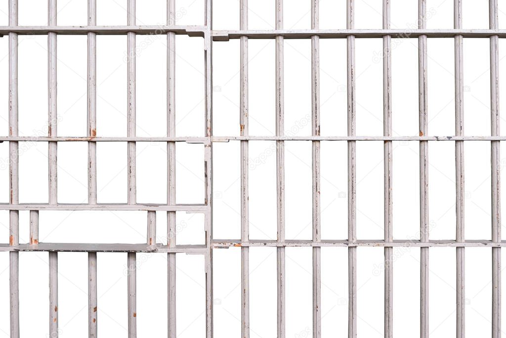 Prison bars isolated on white background with clipping path embed