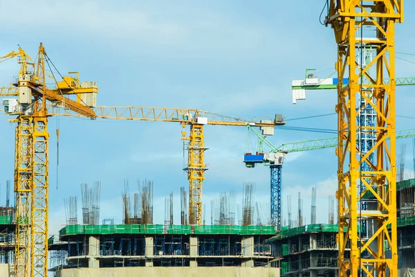 Guindastes Operando Nos Canteiros Obras — Fotografia de Stock