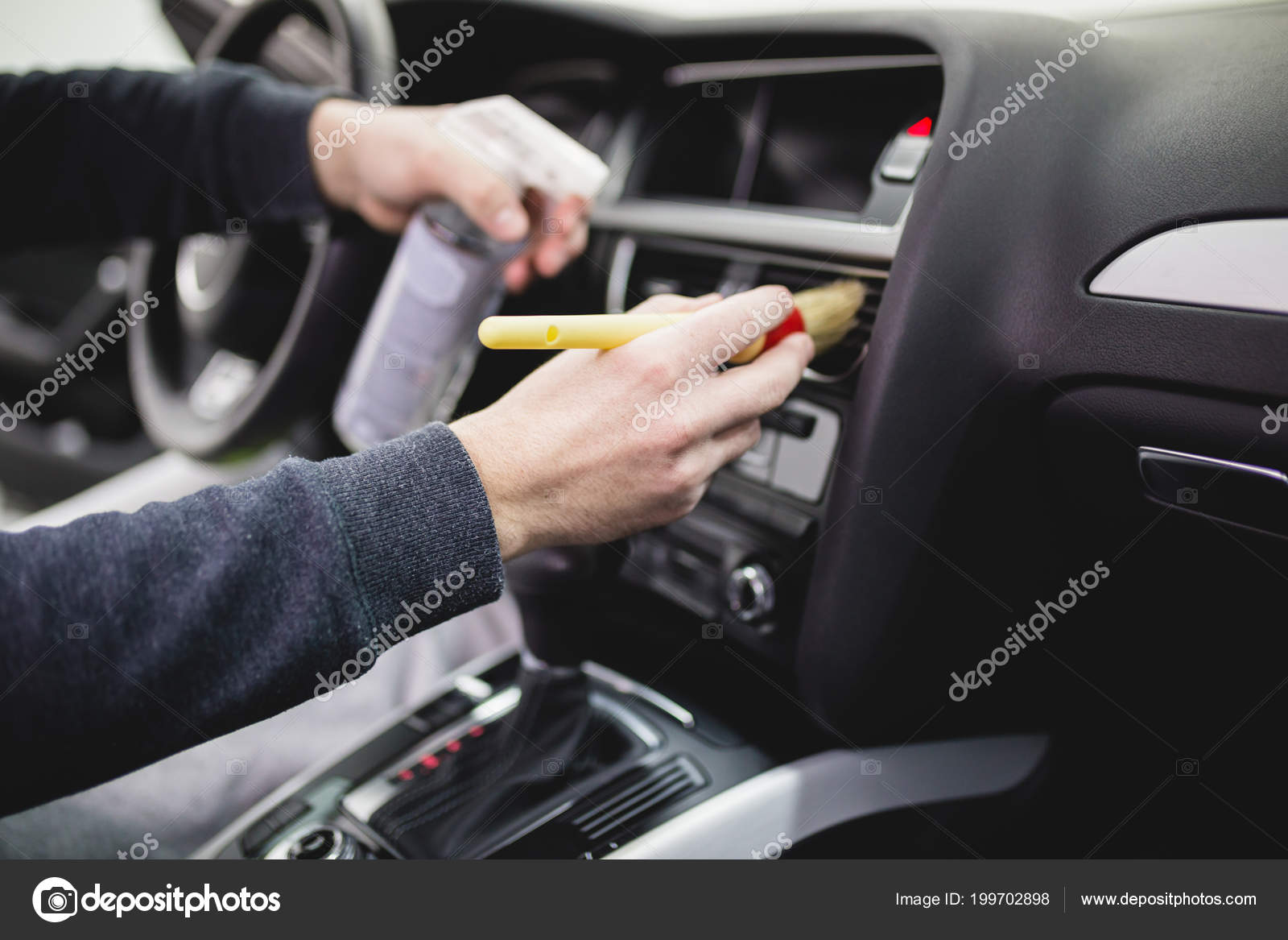 Man Cleaning Car Interior Car Detailing Valeting Concept Stock Photo by  ©nenadovicphoto@gmail.com 199702898