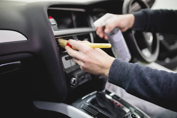 Hombre Limpieza Interior Del Coche Coche Detalle Valeting Concepto —  Fotos de Stock