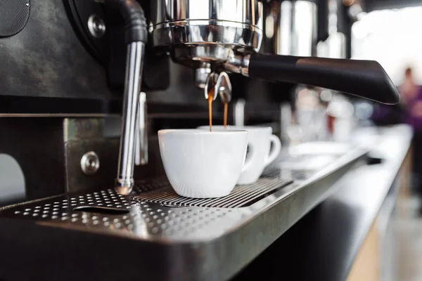 Espresso Que Vierte Máquina Café — Foto de Stock