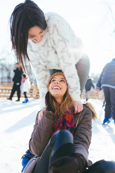 Buz pateni pistinde paten en iyi arkadaşlar.