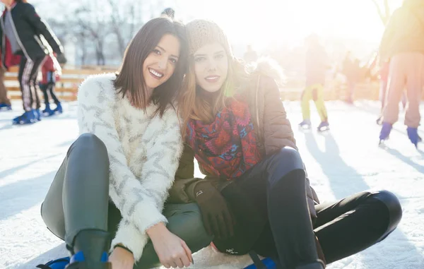 Buz pateni pistinde paten en iyi arkadaşlar.