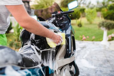 temizlik motosiklet dostum - ayrıntılı (veya valeting) konsept motosiklet. Seçici odak