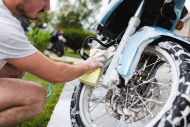 temizlik motosiklet dostum - ayrıntılı (veya valeting) konsept motosiklet. Seçici odak