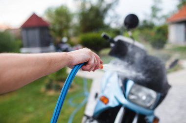 temizlik motosiklet dostum - ayrıntılı (veya valeting) konsept motosiklet. Seçici odak