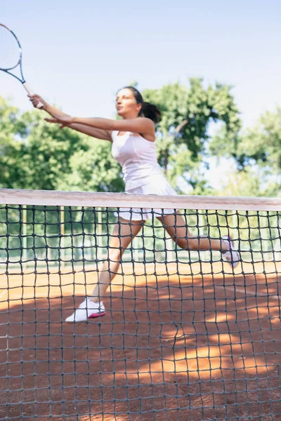Portrait Beautiful Young Woman Playing Tennis — Stock Photo, Image