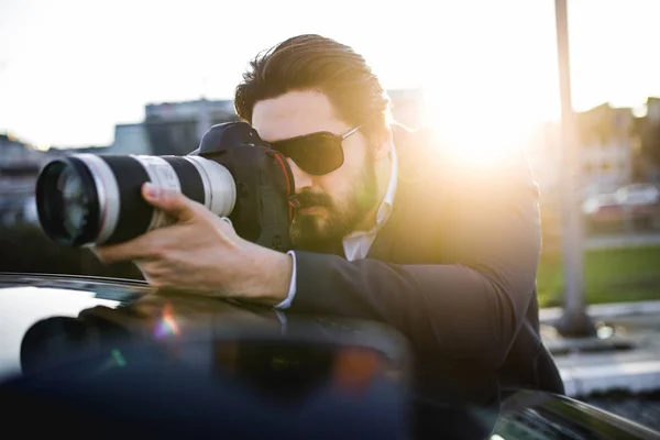 Private Detective Investigating Secret Case — Stock Photo, Image