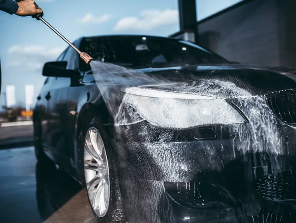 Car Washing Cleaning Car Using High Pressure Water — Stock Photo, Image