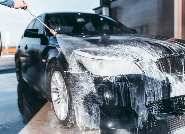 Biltvätt Rengöringsbil Med Högtrycksvatten — Stockfoto
