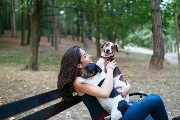 Walker Kutya Kutyákkal Élvezi Parkban — Stock Fotó