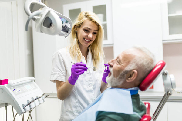 Senior Man Having Dental Treatment Dentist Office Royalty Free Stock Images