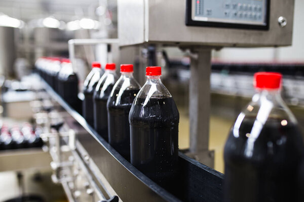 Bottling Factory Black Juice Bottling Line Processing Bottling Juice Bottles Stock Picture