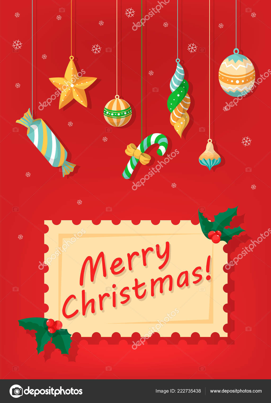 Simple Merry Christmas Greeting Card Print Standart Stock Vector C Sobin 222735438