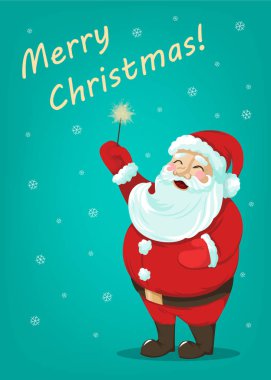 Basit neşeli Noel tebrik kartı ile sevimli Noel Noel Baba. Standart A5 yazdırmak