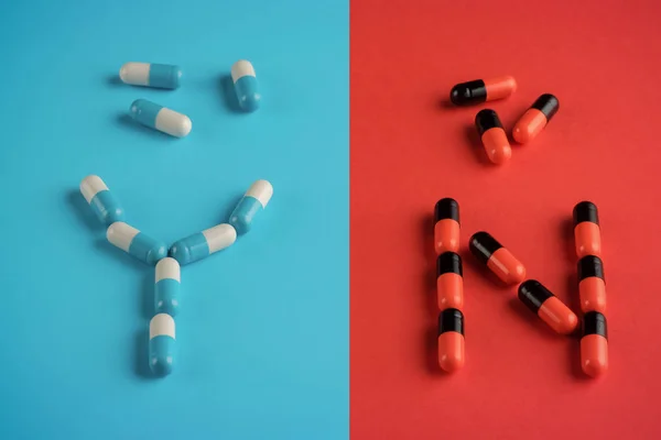 Medical capsules of two kinds. The concept of choice, awareness, side effect.