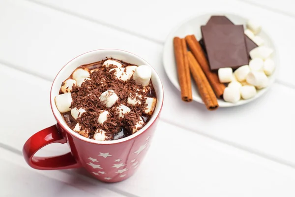 Cacao Dans Une Tasse Rouge Ingrédients — Photo