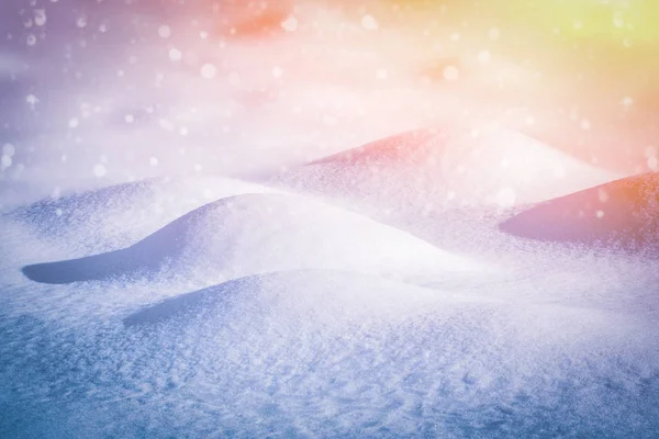 Paisaje Invernal Con Nieve Cayendo Día Soleado Tonificación —  Fotos de Stock