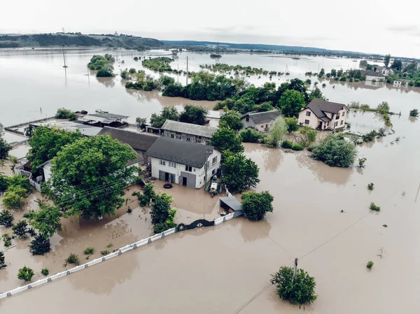Banjir Desa Ukraina Bencana Alam Halych Halaman Dan Jalan Jalan — Stok Foto