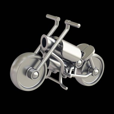 siyah arka plan üzerine izole gümüş Motosiklet 3D render.