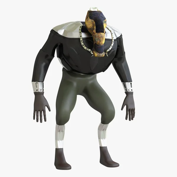 Beyaz arka plan üzerinde izole mutant karakterin 3D render.