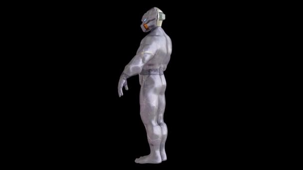 Rendering Del Personaggio Cyborg Animato Sfondo Nero — Video Stock