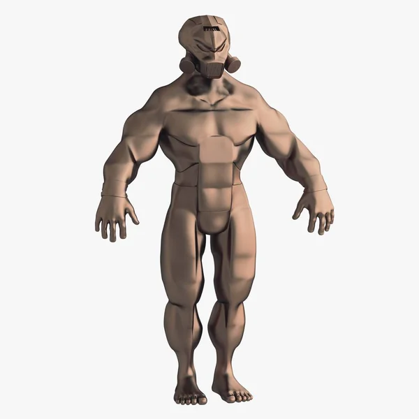 Beyaz arka plan üzerinde izole cyborg, 3D çizimi.