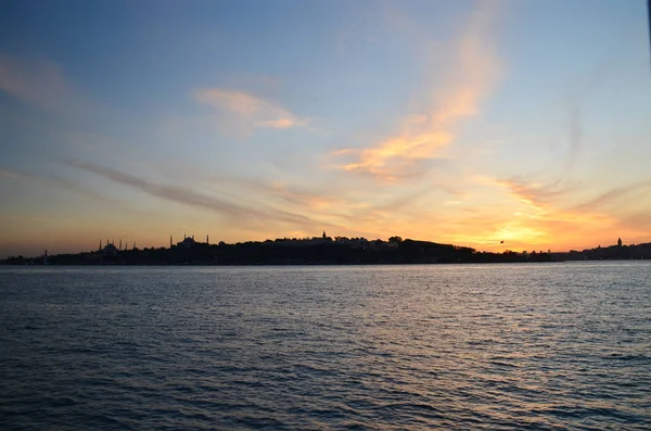 View Historical District Fatih Sea Marmara Istanbul Turkey Sunset Beautiful — Stock Photo, Image