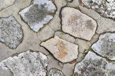 Taş kaldırım dokusu. Istanbul, Türkiye'de park yolundaki. Yakın çekim