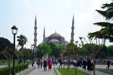 Istanbul, Türkiye-Mayıs, 10 2018: Sultan ahmed Camii mavi Simgesel Yapı dış, Istanbul, Türkiye