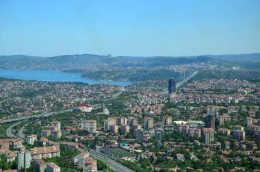 İstanbul Şehri 'nin en büyük gökdelen Sapphire Kulesi manzarası, Türkiye. Üst görünüm