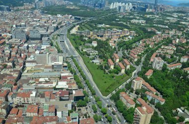 İstanbul Şehri 'nin en büyük gökdelen Sapphire Kulesi manzarası, Türkiye. Üst görünüm