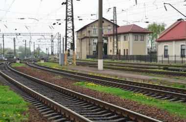 Demiryolu parça bir Binbaşı tren istasyonunda. Lviv. Ukrayna