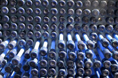 Mavi plastik düğme arka plan / doku. Doku mozaik. Derma kuvvetler. Arka plan