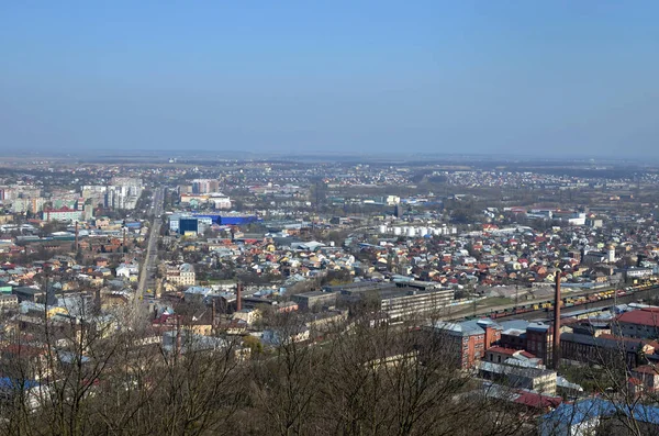 Cityscape Lviv Ukraine Top View Lysa Lion Hill Spring Panorama — Stock Photo, Image