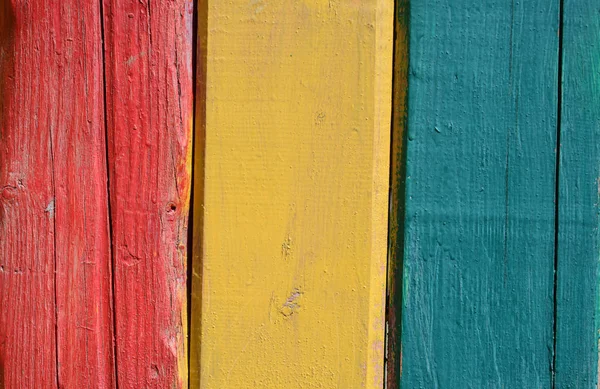 Verticale Foto Van Oude Horizontale Planken Met Heldere Gele Rode — Stockfoto