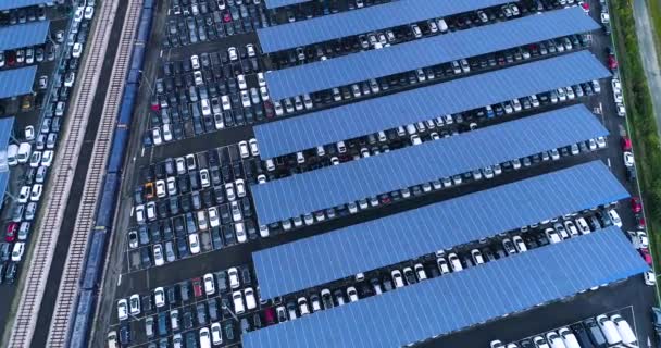 Luftfoto Parkeringsplads Med Solpaneler – Stock-video
