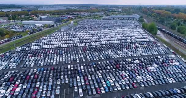 Car Park Truck Aerial View — Stock Video