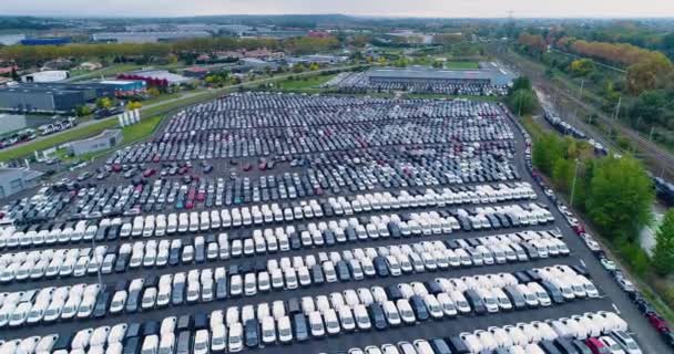 Parque Estacionamento Caminhão Vista Aérea — Vídeo de Stock