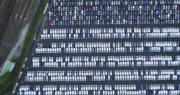 Parkeerplaats Vrachtwagen Luchtfoto — Stockvideo