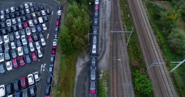 Parque Estacionamento Caminhão Vista Arerial — Vídeo de Stock